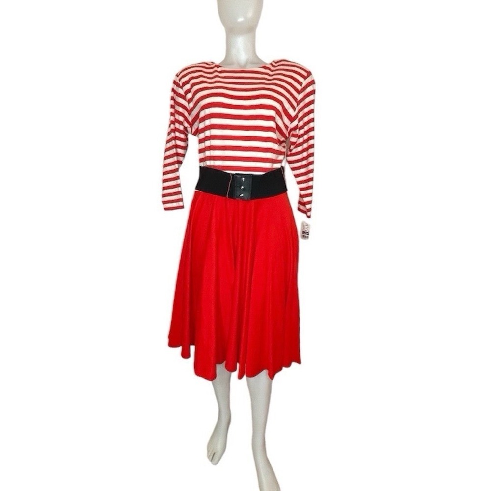 80s Sailor Dress Nautical  Knit  SZ L NWT (flaws